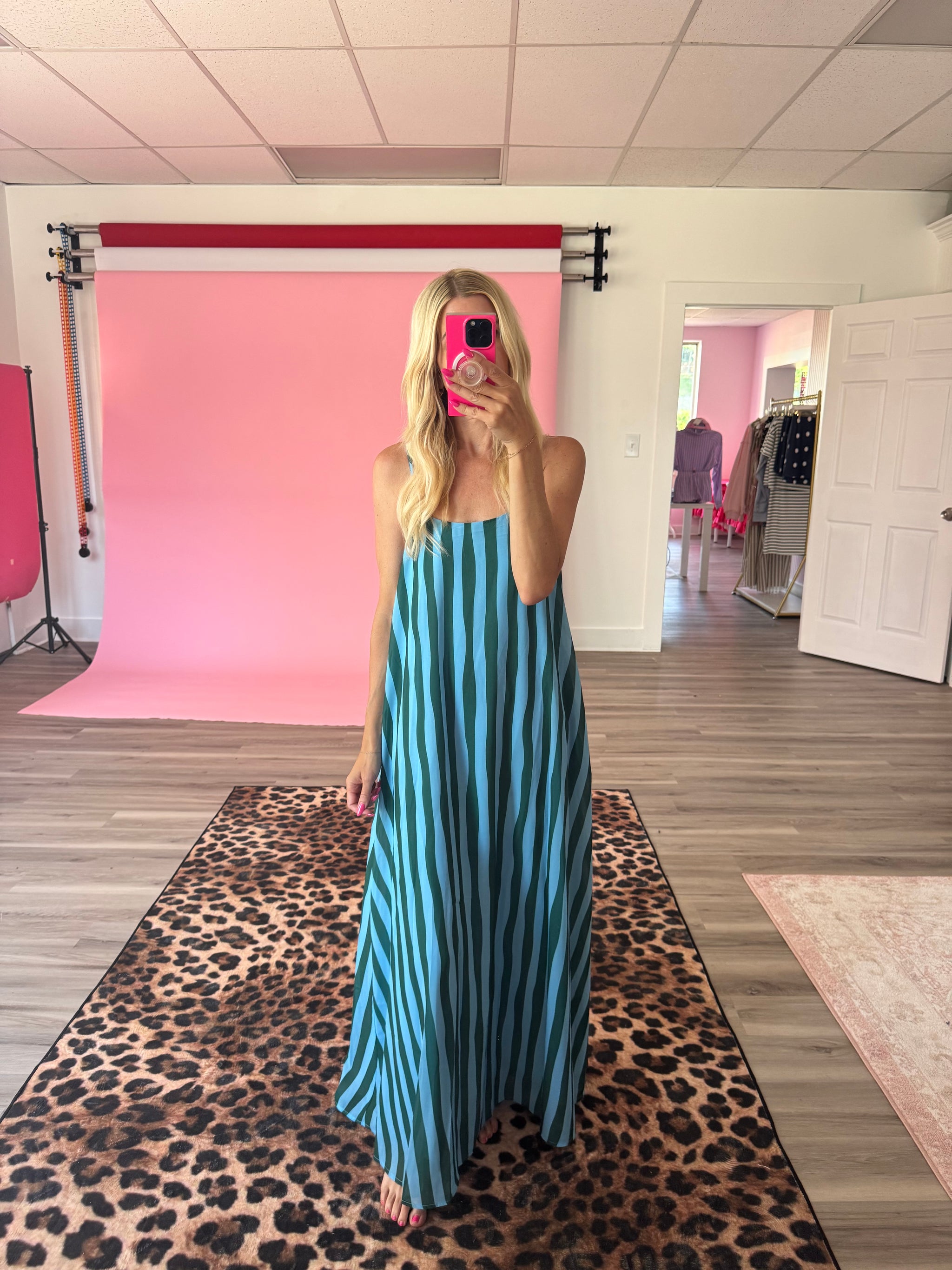vertical striped maxi dress Scoop Neck Slip internal-june-27 weekend trips and casual Color:DARK-MAUVE Black Beaded Straps Prom