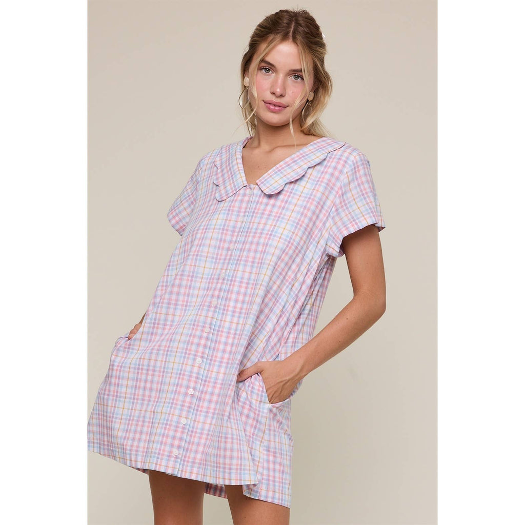 pastel collar dress Mint blue pastel dress - swing dress with high collar